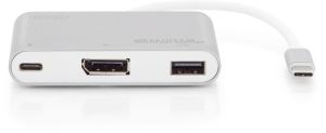 Adapter USB Digitus USB-C - DisplayPort + USB-C + USB Srebrny  (DA-70846) 1