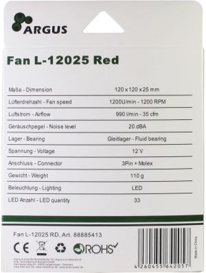 Wentylator Argus L-12025 Czerwony (88885413) 4