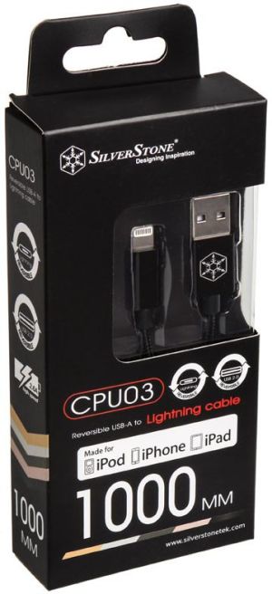 Kabel USB SilverStone USB-A - Lightning 1 m Czarny (SST-CPU03J-1000) 3