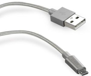 Kabel USB SBS Mobile USB-A - 1 m Srebrny (TECABLEMICROBS) 1