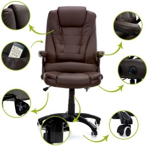 Krzesło biurowe CALVIANO Fotel biurowy MANAGER z masażem - brązowy 12