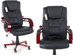 Krzesło biurowe CALVIANO Fotel Biurowy Prezydent z masażem - czarny 1