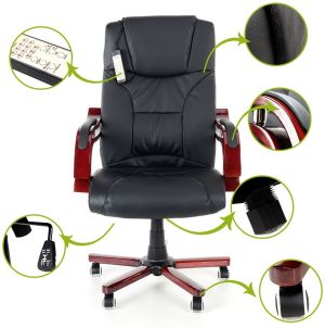 Krzesło biurowe CALVIANO Fotel Biurowy Prezydent z masażem - czarny 3