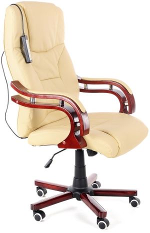 Krzesło biurowe CALVIANO Fotel biurowy Prezydent z masażem beżowy 11