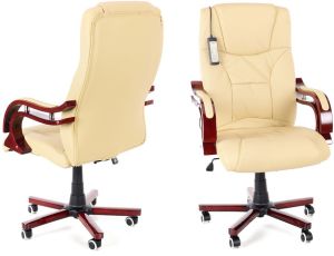 Krzesło biurowe CALVIANO Fotel biurowy Prezydent z masażem beżowy 2