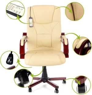 Krzesło biurowe CALVIANO Fotel biurowy Prezydent z masażem beżowy 3