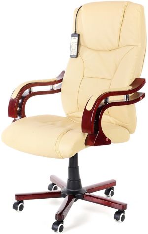 Krzesło biurowe CALVIANO Fotel biurowy Prezydent z masażem beżowy 8