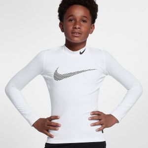 Nike Koszulka piłkarska B NP WM TOP LS Mock GFX biała r. S (128-137cm) (856134 100) 1
