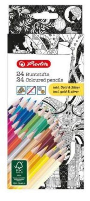 Herlitz Kredki trójkątne do kolorowanek 22+2 kolorów - 261500 1