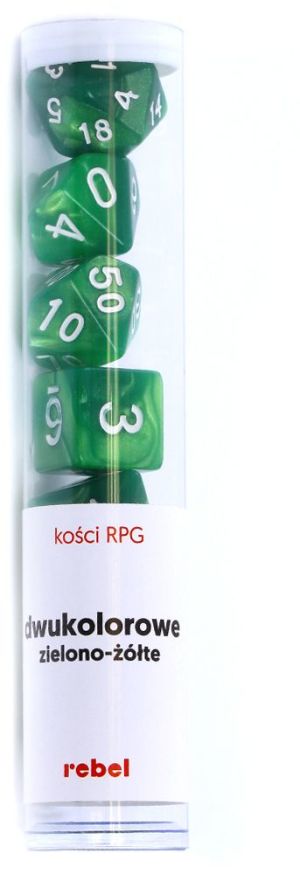 Rebel Komplet kości REBEL RPG - Dwukolorowe - Zielono-żółte (106471) 2