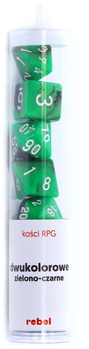 Rebel Komplet kości REBEL RPG - Dwukolorowe - Zielono-czarne (106476) 2