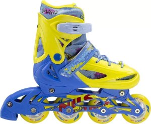 Rolki Nils Extreme NH1105 z wymienną płozą regulowane żółte niebieskie r. 35-38 1