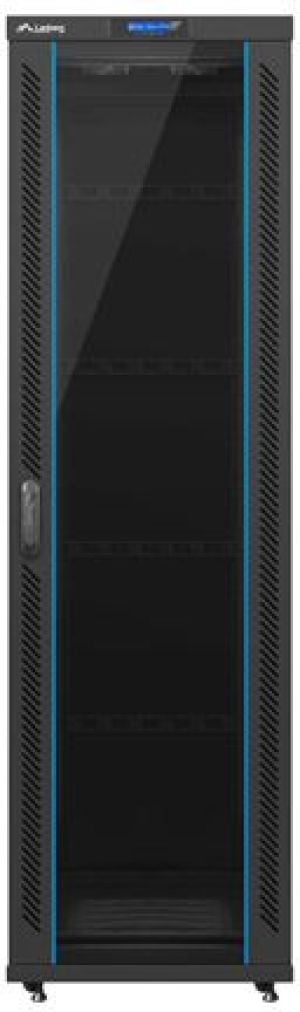 Szafa Lanberg stojąca 19" 42U 600X600 czarna, szklana, LCD, FLAT PACK (FF02-6642L-12B) 2