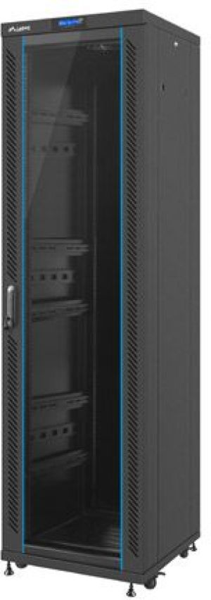 Szafa Lanberg stojąca 19" 42U 600X600 czarna, szklana, LCD, FLAT PACK (FF02-6642L-12B) 3