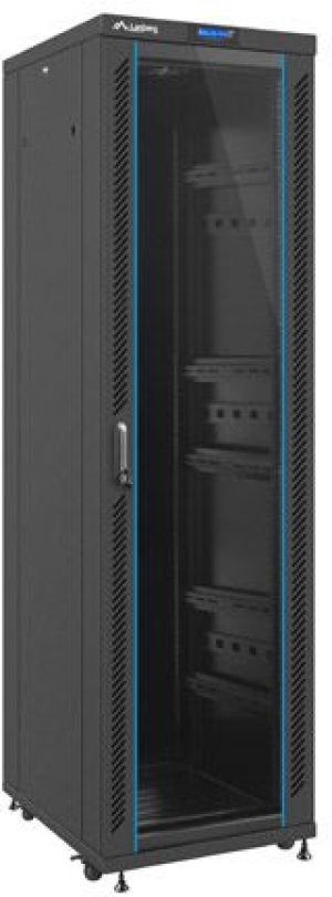 Szafa Lanberg stojąca 19" 42U 600X800 czarna, szklana, LCD, FLAT PACK (FF02-6842L-12B) 1