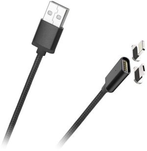 Kabel USB Kruger&Matz USB-A - microUSB + Lightning 1 m Czarny (KM0458) 1