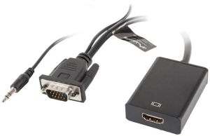 Adapter AV Lanberg HDMI - D-Sub (VGA) + Jack 3.5mm czarny (AD-0021-BK) 2