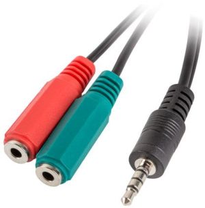 Kabel Lanberg Jack 3.5mm - Jack 3.5mm x2 0.2m czarny (AD-0023-BK) 2