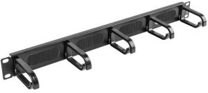 Lanberg Organizer kabli 19'' 1U Panel szczotkowany Typ B czarny (AK-1203-B) 2