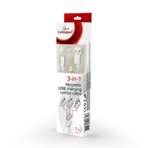 Kabel USB Gembird USB-A - USB-C + microUSB + Lightning 1 m Srebrny (CC-USB2-AMLM31-1M) 5
