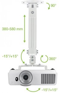Uchwyt do projektorów Techly regulowany 38-58 cm, sufitowe, srebrny (309654) 9