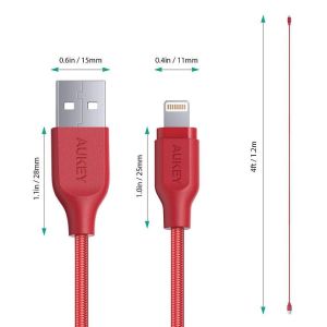 Kabel USB Aukey USB-A - Lightning 1.2 m Czerwony (CB-AL1 Red) 2