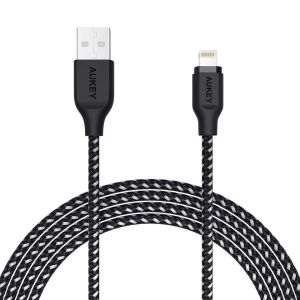 Kabel USB Aukey USB-A - Lightning 2 m Czarny Biały (CB-AL2 Black) 1