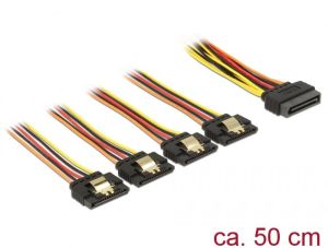 Delock SATA 15-pin - SATA 15-pin x4, 0.5m, Wielokolorowy (60158) 1