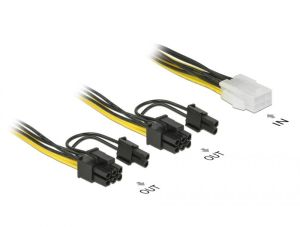 Delock PCIe 6-pin - PCIe 8-pin x2, 0.15m, Żółty (85452) 1