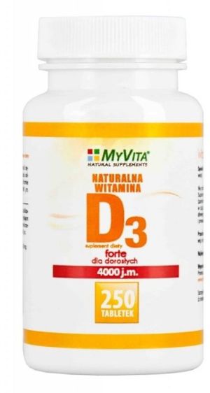 MYVITA Witamina D3 Forte z lanoliny 4000jm 250 tabletek 1