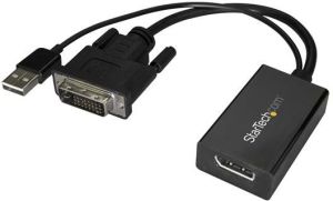 Adapter AV StarTech DVI-D - DisplayPort + USB-A czarny (DVI2DP2) 1