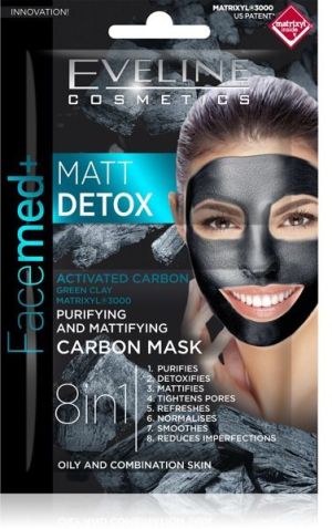 Eveline Facemed+ Matt Detox Maska węglowa 8w1 oczyszczająco-matująca 2x5ml 1