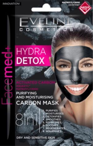 Eveline Facemed+ Hydra Detox Maska węglowa 8w1 oczyszczająco-nawilżająca 7ml 1