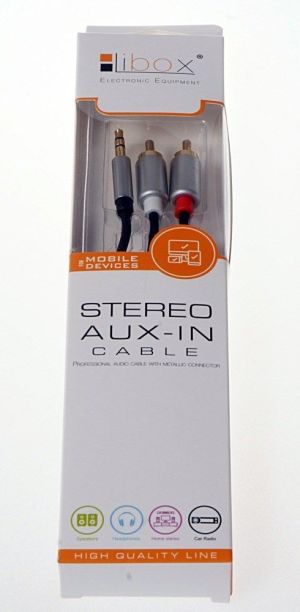 Kabel Libox Jack 3.5mm - RCA (Cinch) x2 1.5m srebrny (LB0092) 2