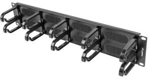 Lanberg Organizer kabli 19'' 2U Panel szczotkowany Typ B Czarny (AK-1204-B) 3