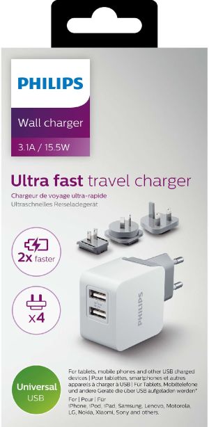 Ładowarka Philips DLP2220/10 2x USB-A 3.1 A (DLP2220/10) 2