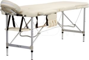 Bodyfit Łóżko aluminiowe do masażu 3 segmentowe beżowe 2