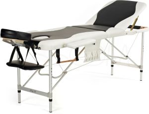 Bodyfit Łóżko do masażu 3 segmentowe aluminiowe czarno-białe (1038) 1