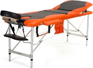 Bodyfit Łóżko do masażu 3 segmentowe aluminiowe czarno-pomarańczowe (1037) 2