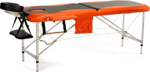 Bodyfit Łóżko aluminiowe do masażu 2 segmentowe czarno - pomarańczowe 1