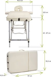 Bodyfit Stół, łóżko do masażu Aluminiowe 3 segmentowe beżowe XXL 8