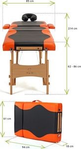 Bodyfit Łóżko do masażu 4 segmentowe dwukolorowe czarno - pomarańczowe (1045) 8