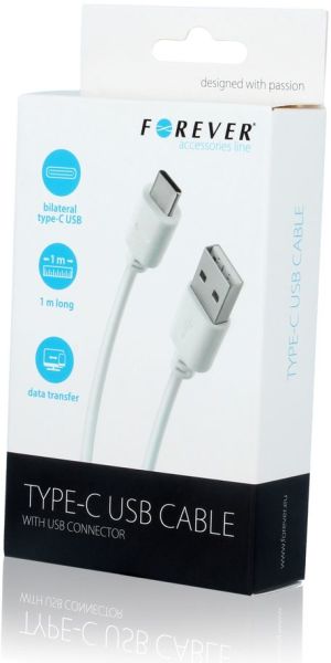 Kabel USB Forever USB-A - USB-C 1 m Biały (T_0015238) 2