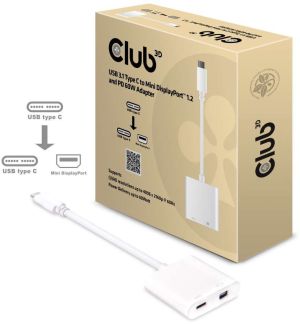 Adapter USB Club 3D USB-C - DisplayPort Mini + USB-C Biały  (CAC-1509) 6
