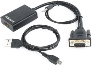 Adapter AV Gembird D-Sub (VGA) - HDMI + USB-A + Jack 3.5mm czarny (A-VGA-HDMI-01) 3