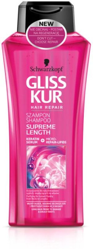 Schwarzkopf Gliss Kur Supreme Length Szampon do włosów oczyszczający 400ml 1