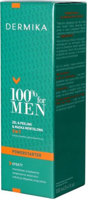 Dermika 100% for Men Żel & Peeling & Maska mentolowa 3w1 100ml 1