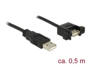 Kabel USB Delock Typ A męski - Typ A żeński do zabudowy panelowej, 0.25m (85461) 1