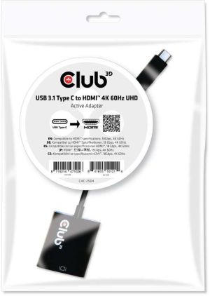 Adapter USB Club 3D USB-C - HDMI Czarny  (CAC-2504) 2