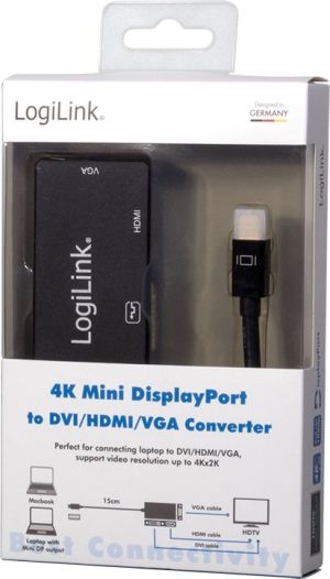 Adapter AV LogiLink DisplayPort Mini - HDMI - D-Sub (VGA) - DVI-I czarny (CV0110) 4